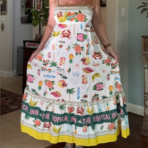 Rachel Zoe Paradisio Linen Tropical Graffiti Maxi Dress Small - Picture 3 of 17